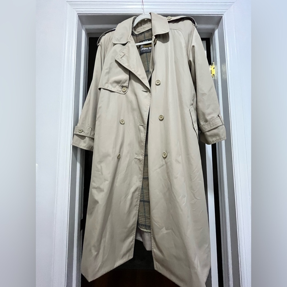 London Fog Plaid Wool Blend Coat